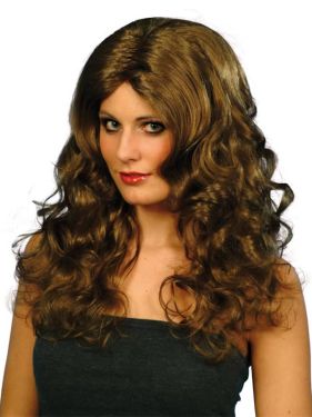 Ladies Glamour Fancy Dress Wig Brown